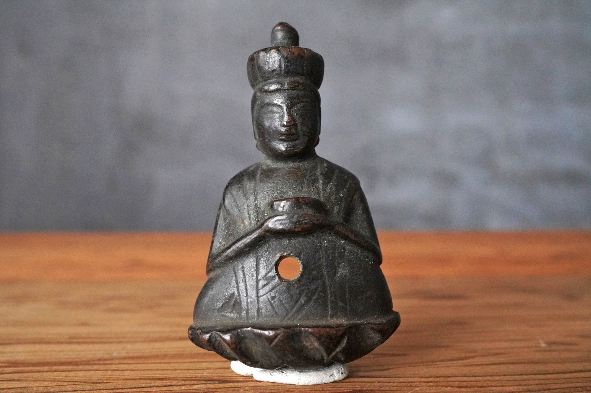 仏教美術 鎌倉時代 古銅製 阿弥陀如来坐像懸仏 掛仏 [QW19わま] - 工芸品